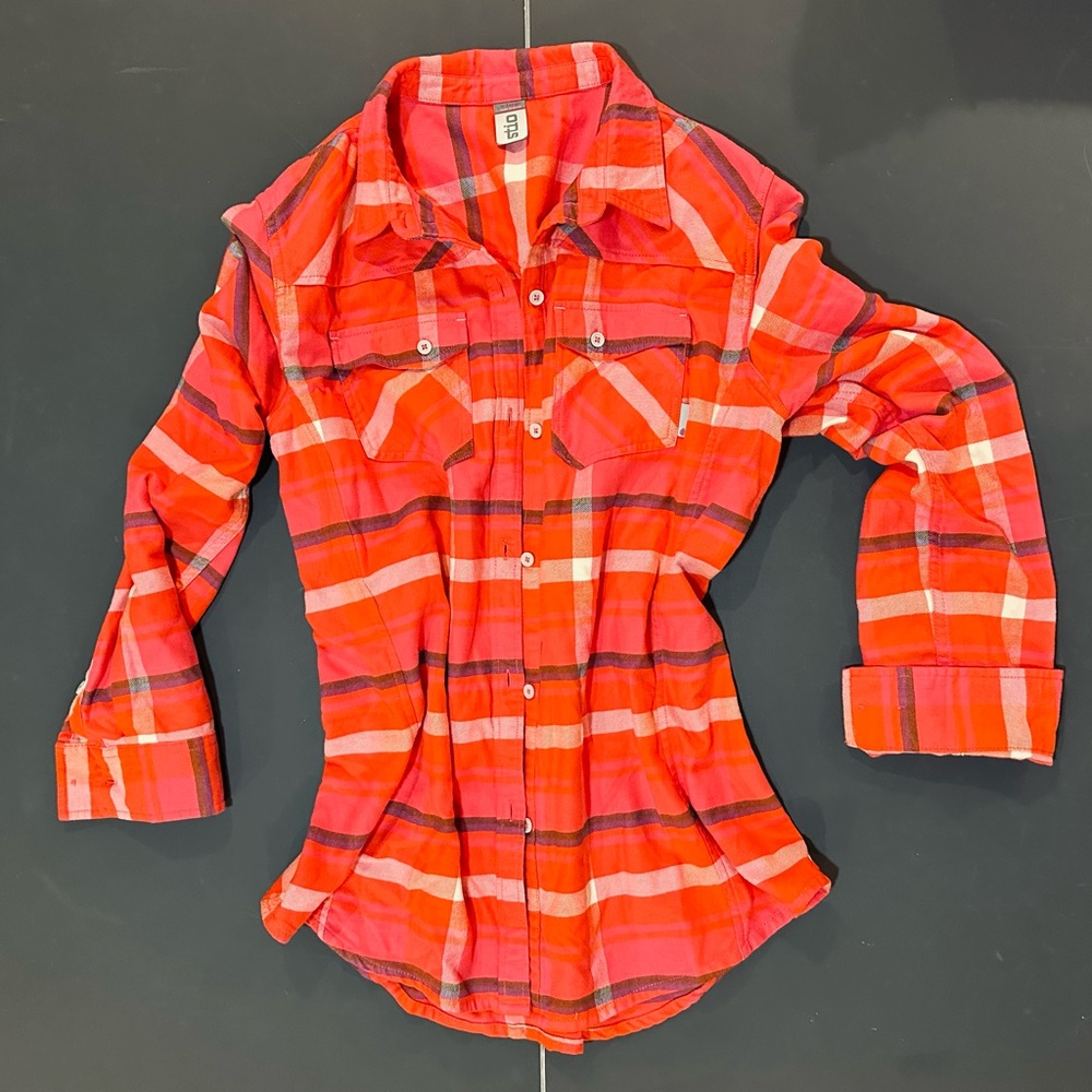 Red Plaid Button-Up Shirt